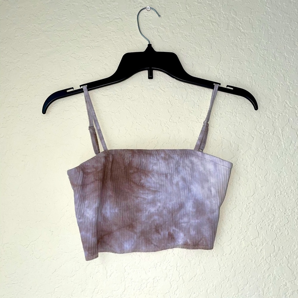 CROPPED BROWN TIE DYE TANK